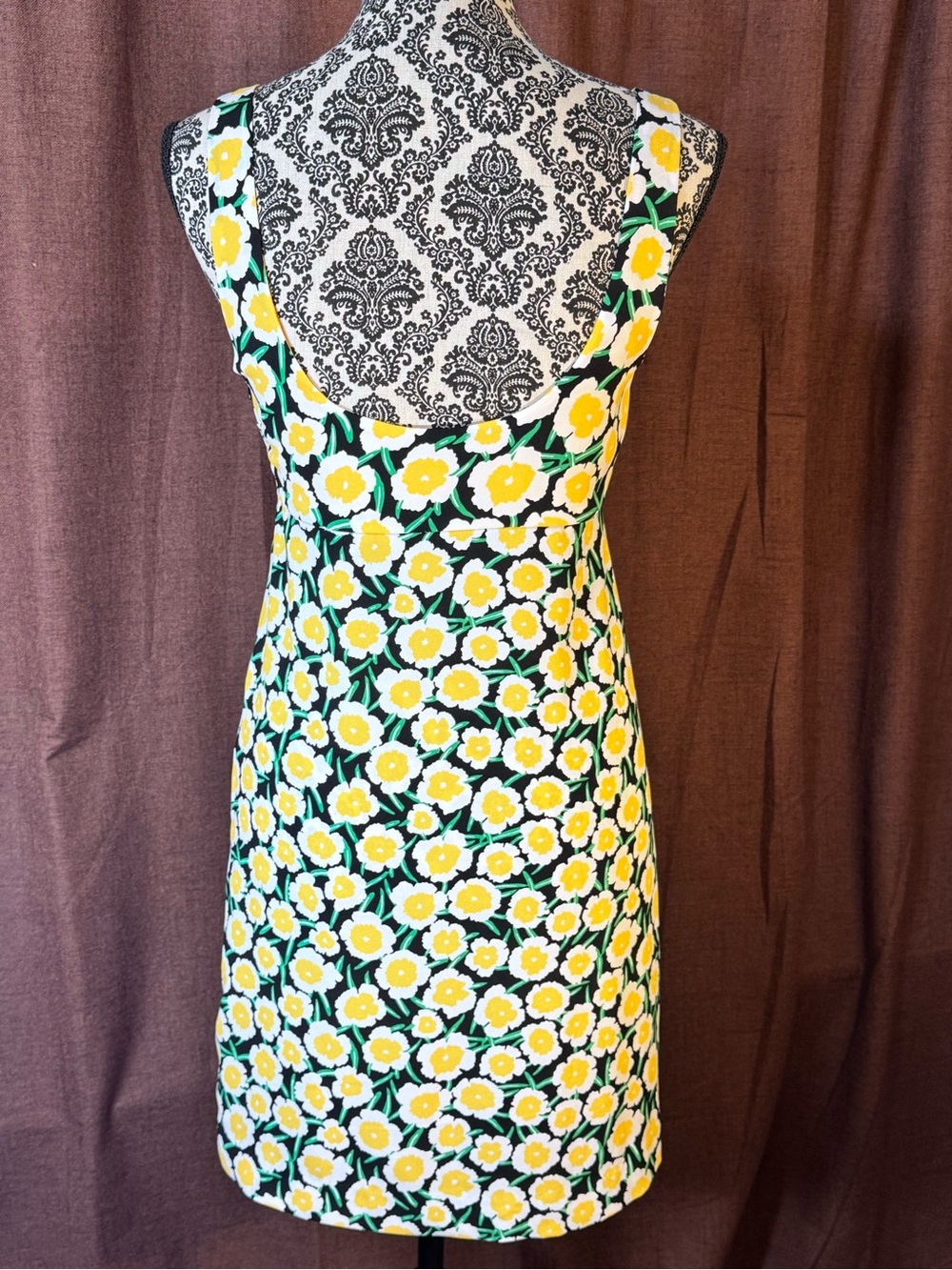 Diane Von Furstenberg Floral Sunburst Sleeveless Dress - Yellow Floral size 2 - Picture 3 of 6